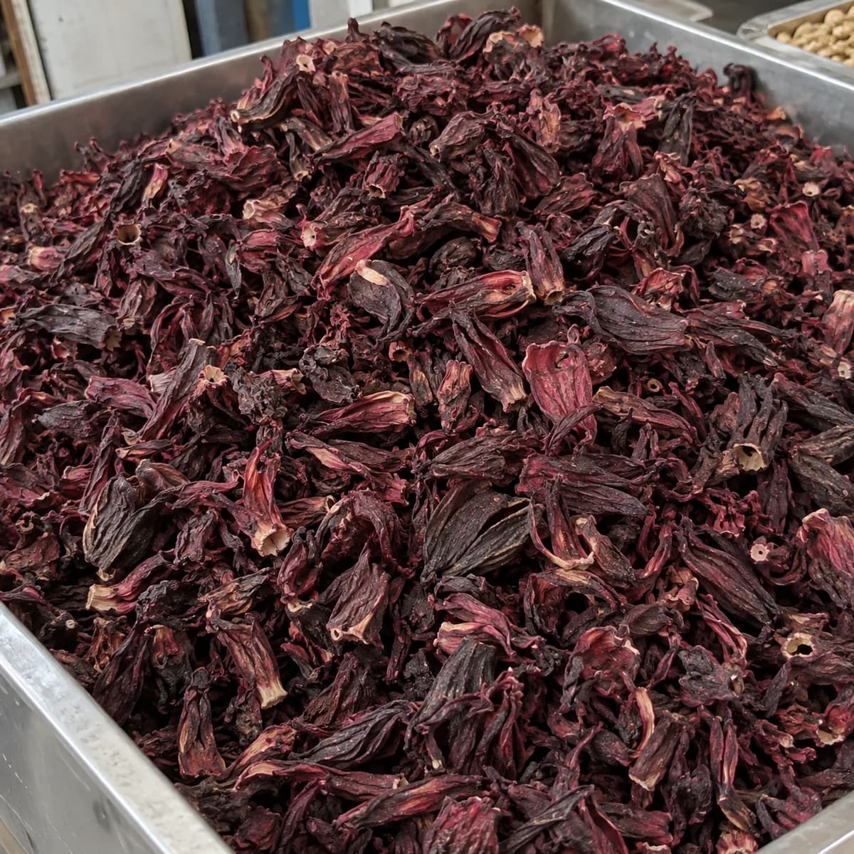 Bulk deep burgundy dried hibiscus flower pieces