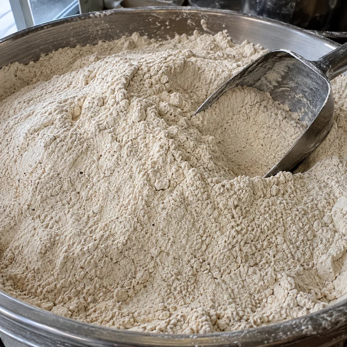 Representative bulk multigrain flour with fine bran flecks